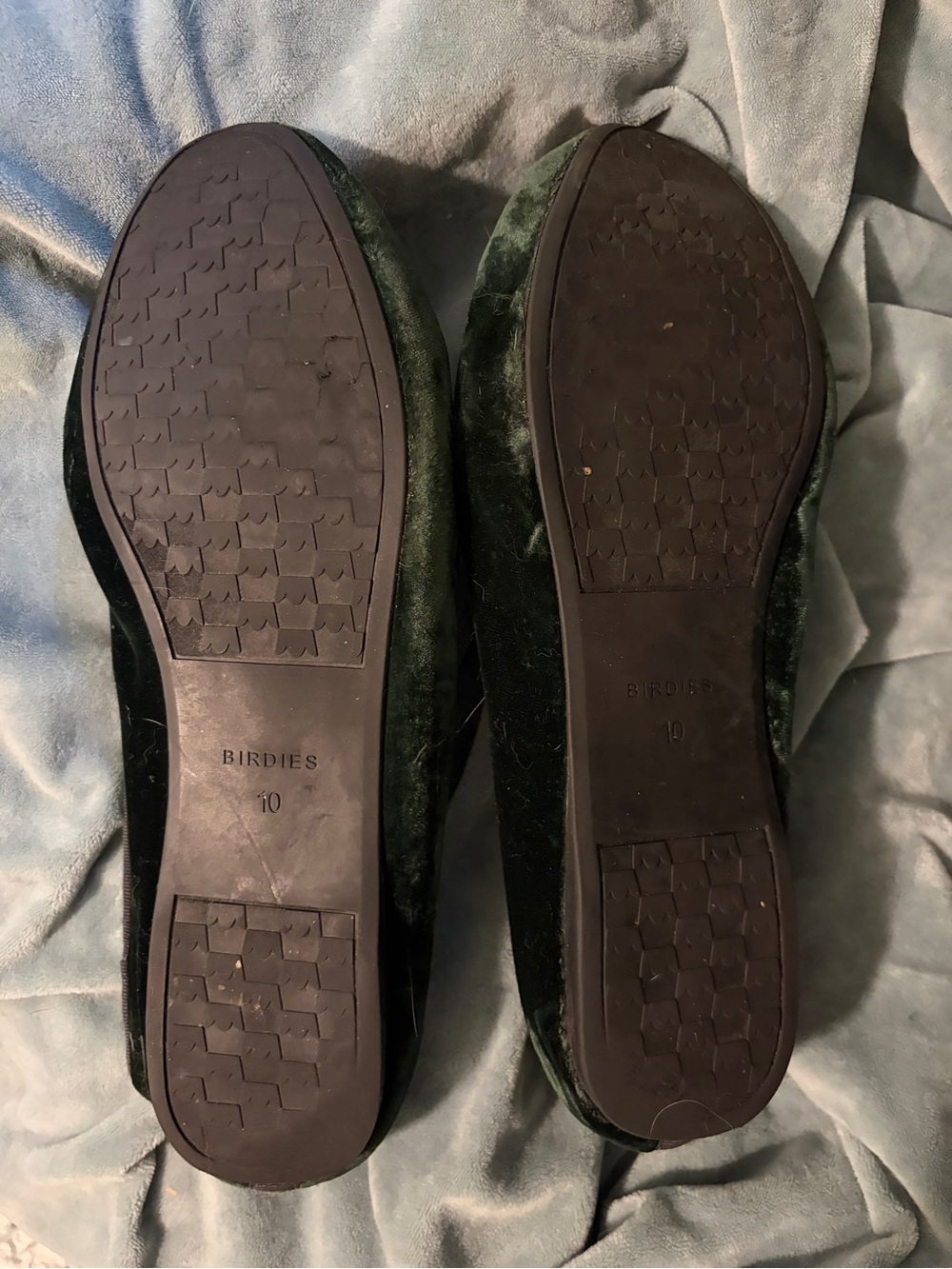Birdies Velvet Slip-On Loafers in Dark Green - Picture 3 of 4